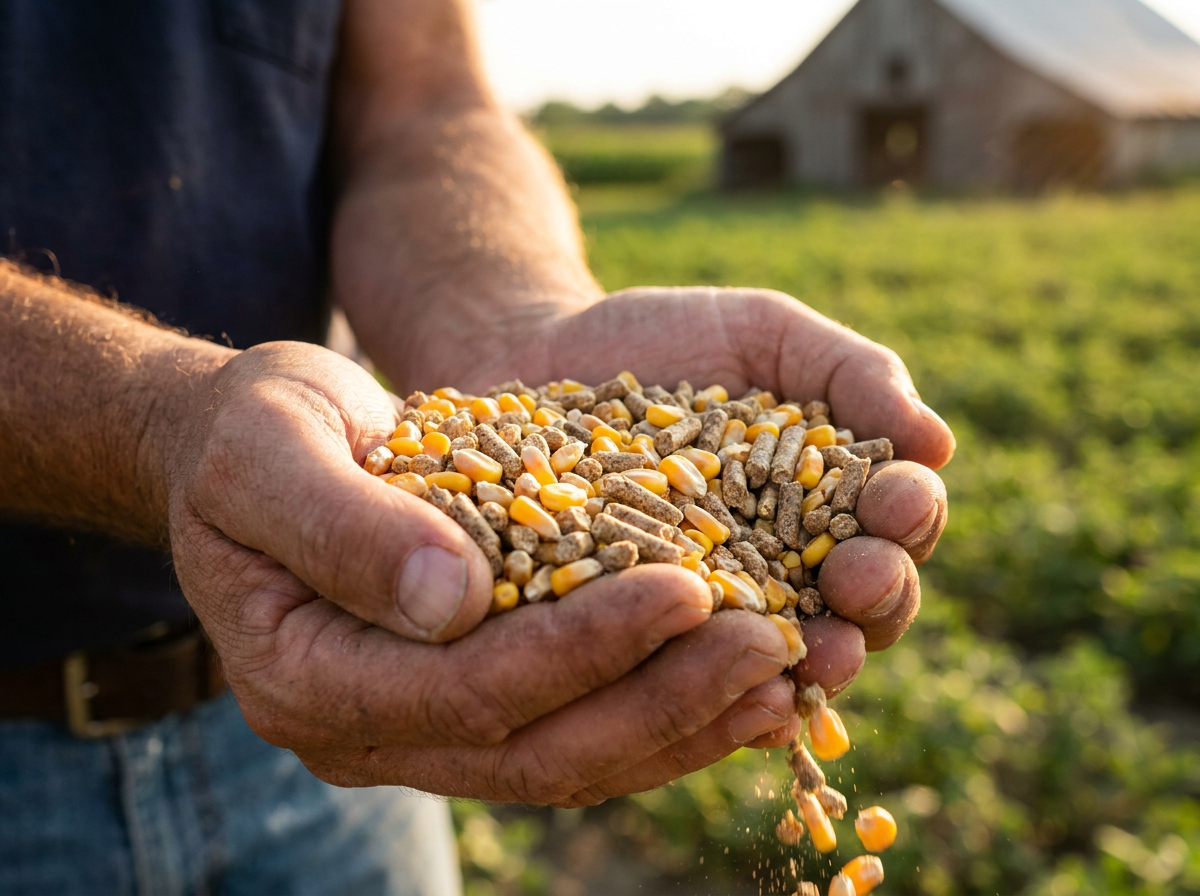 Golden grain in farmer's hands